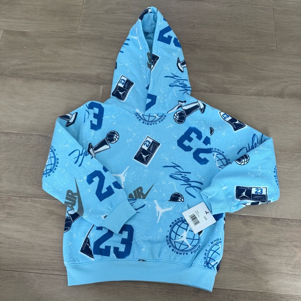 Jordan Boys 6-7Y Street Champ Printed Pull On Hoodie - Blue Chill